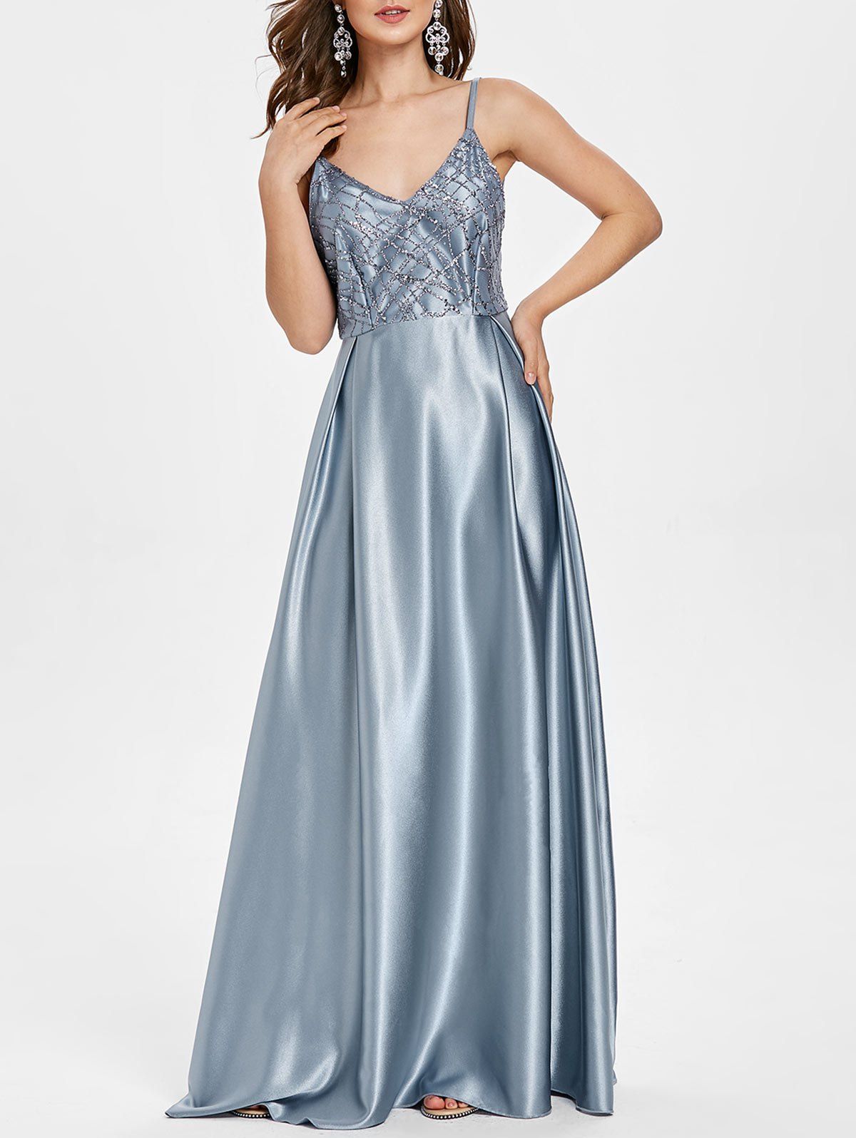 satin backless maxi dress