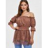 Bare Shoulder Ruffled Trim Skirted Blouse - COFFEE M
