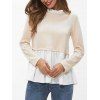 T-shirt Péplum Bicolore à Volants - Abricot M