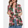 Plus Size Open Front Plaid Cardigan - MEDIUM FOREST GREEN S
