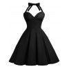 Halter Vintage A Line Dress - BLACK L