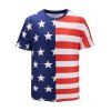 T-shirt 3D Drapeau Américain Imprimé à Manches Courtes - Bleu profond XL