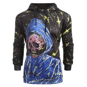 

Skull Pattern Kangaroo Pocket Hoodie, Multicolor