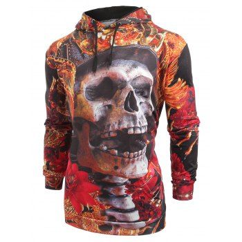 

Kangaroo Pocket Skull Flower 3D Print Hoodie, Multicolor