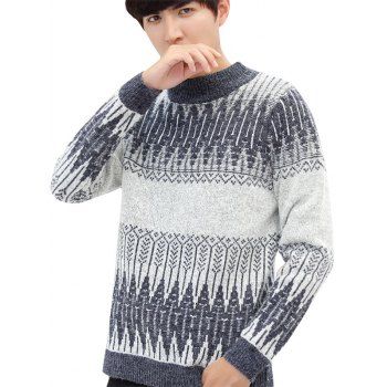 

Geometric Pattern Soft Pullover Knit Sweater, Slate blue