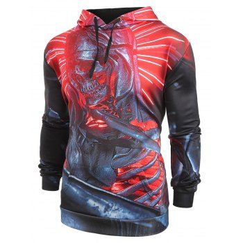 

3D Print Kangaroo Pocket Skull Hoodie, Multicolor