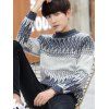 Geometric Pattern Soft Pullover Knit Sweater - SLATE BLUE XS