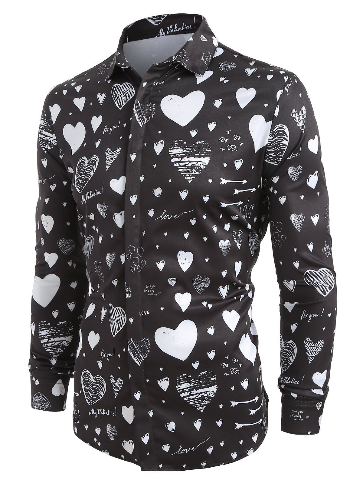 Love Letter Print Button Hidden Shirt | Picanini Fashion Clothing
