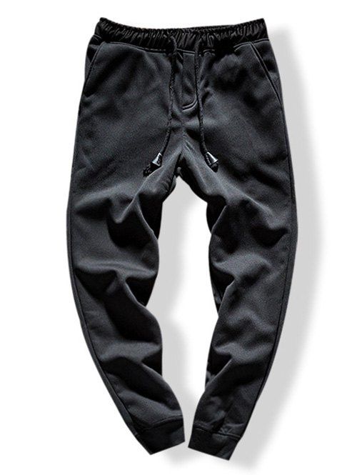 Pantalon de Jogging en Couleur Unie à Cordon - Noir XL