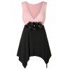 Débardeur Bicolore avec Fleur de Grande Taille - Rose clair 4X