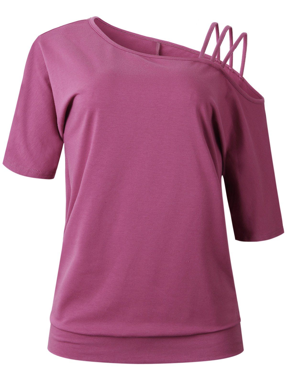 

Strappy Skew Neck T-shirt, Dark carnation pink