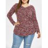T-shirt Teinté Croisé de Grande Taille à Col V - Rose Brûlé L