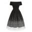 Short Sleeve Snow Print Flare Dress - BLACK S