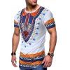 T-Shirt Tribal Ethnique Imprimé à Manches Courtes - Blanc M