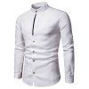 Chemise Patte de Boutonnage Contrastée à Manches Longues - Blanc XL