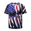 T-shirt Élastique Crâne Drapeau Américain Imprimé à Manches Courtes - multicolor L