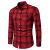 Chemise à Tartan Imprimé avec Poche Poitrine à Manches Longues - Rouge M