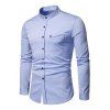 Chemise Boutonnée avec Poche Poitrine à Col Debout - Bleu clair 2XL