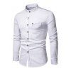 Chemise Boutonnée avec Poche Poitrine à Col Debout - Blanc 2XL