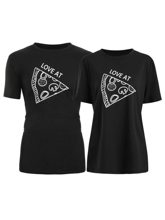 Valentines Day Pizza Print Tee - Noir MAN XL