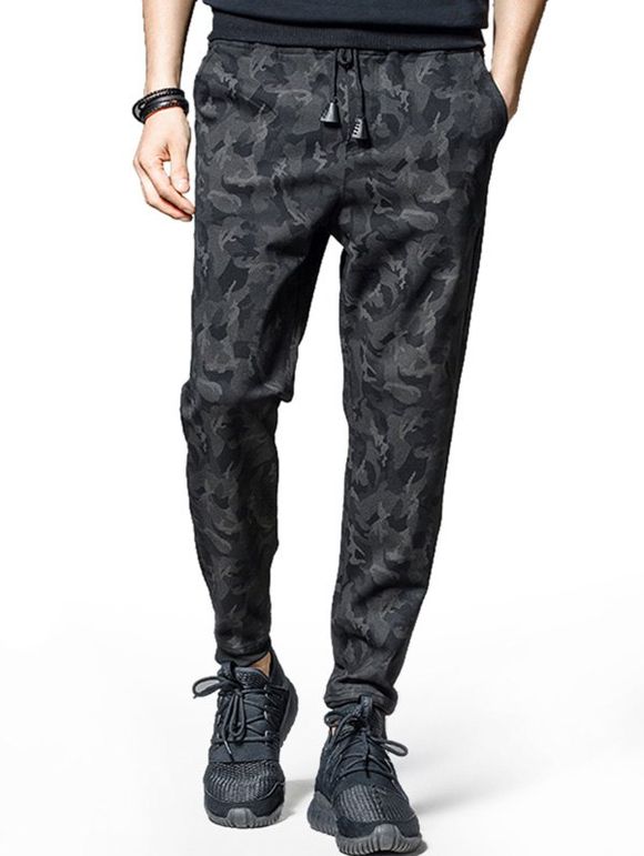 Pantalon de Jogging Décontracté Motif de Camouflage - Noir S