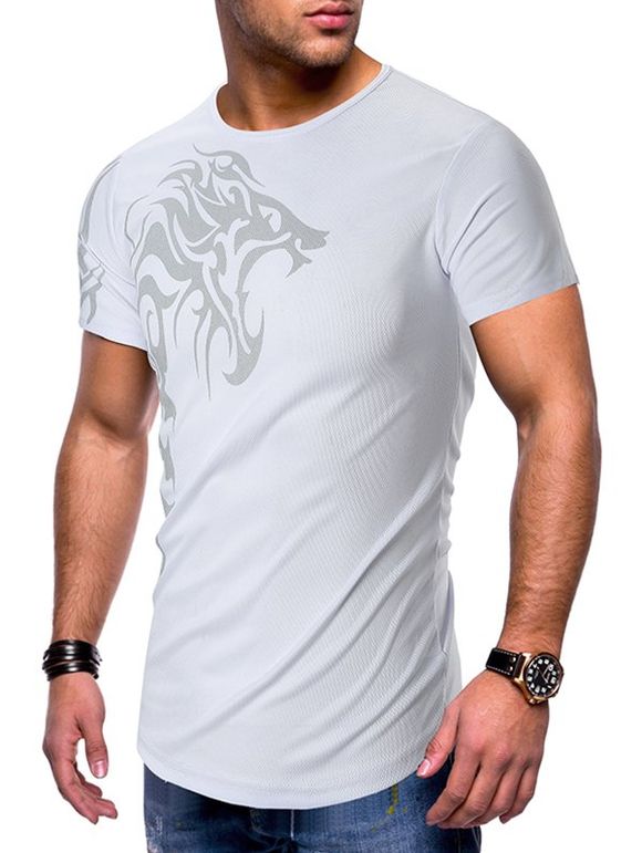 T-shirt Respirant Dragon Imprimé à Manches Courtes - Blanc M
