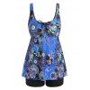Ensemble de Tankini Fleuri de Grande Taille - Bleu L
