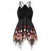 Débardeur Papillon Imprimé à Bretelle de Grande Taille - Noir 3X
