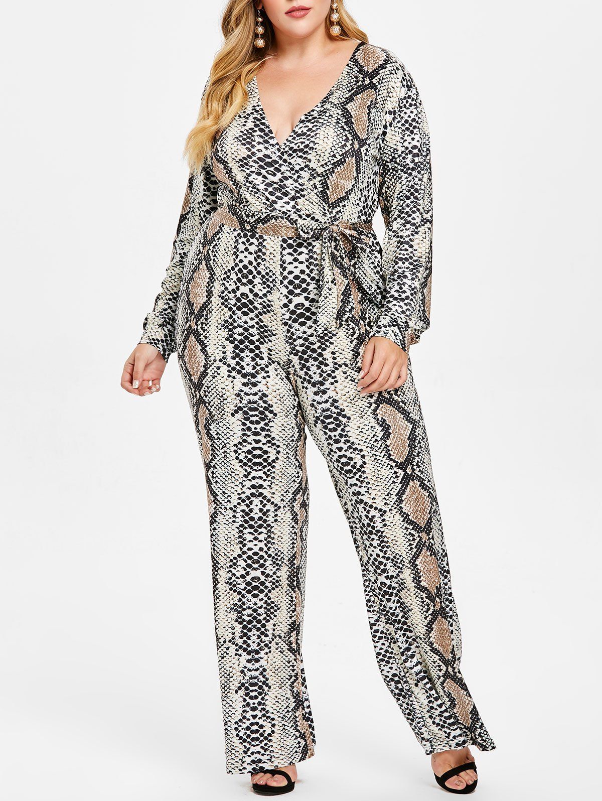 plus size snake print jumpsuit