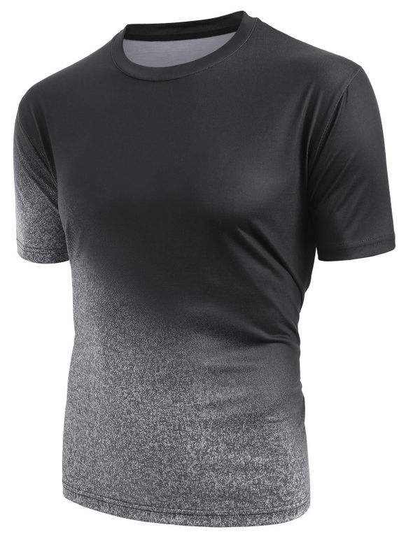 T-shirt Ombré Imprimé à Manches Courtes - Noir XL