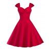 Vintage High Waist Sleeveless Flare Dress - RED M