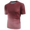 T-shirt Ombré Imprimé à Manches Courtes - Rouge Vineux 2XL