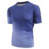 T-shirt Ombré Imprimé à Manches Courtes - Bleu Myrtille L