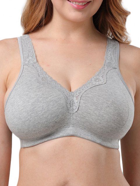 17 Off 2019 Plus Size V Neck Comfortable Bra In Dark Gray