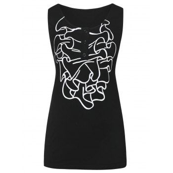 

Plus Size Contrast Button Tank Top, Black