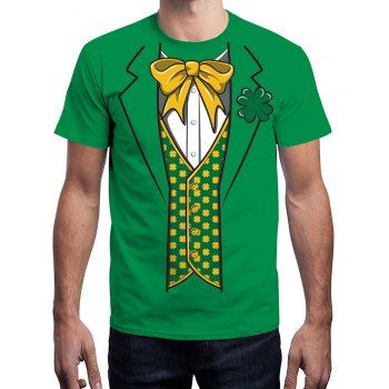 

3D Bowknot Printed Short Sleeve Tee, Medium spring green