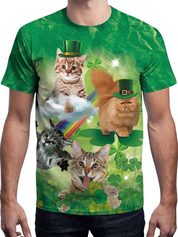 T-shirt manches courtes à motif animalier - Vert Algue S
