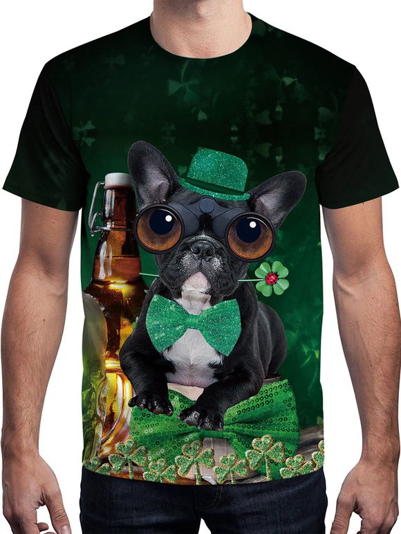 T-shirt à manches courtes imprimé chien 3D - multicolor J XS
