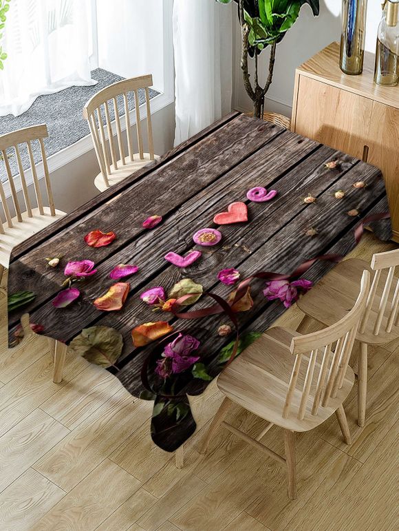 Nappe de Table Imperméable à Imprimé Planches en Bois pour la Saint-Valentin - multicolor W54 X L54 INCH