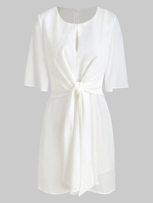 Robe Nouée en Avant avec Trou de Serrure - Blanc XL