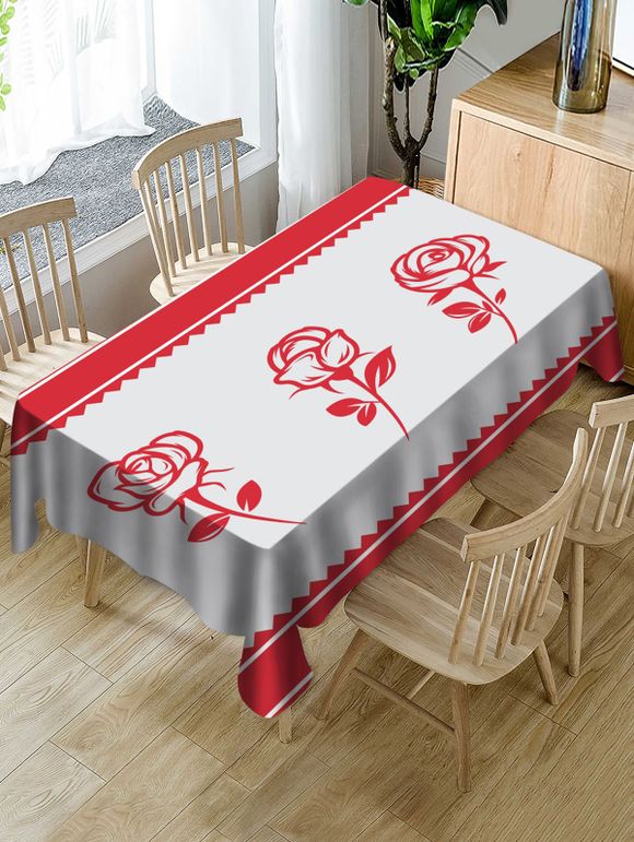 Nappe de Table Imperméable Motif Roses pour la Saint-Valentin - multicolor W54 X L54 INCH
