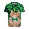 T-shirt à manches courtes imprimé chat 3D - Vert Trèfle S