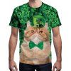 T-shirt à manches courtes imprimé chat 3D - Vert Trèfle S