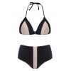 Plus Size Color Block Halter Neck Bikini - Noir 4X