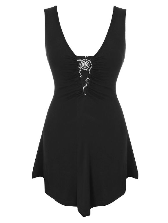Débardeur Evasé Contrasté de Grande Taille - Noir L