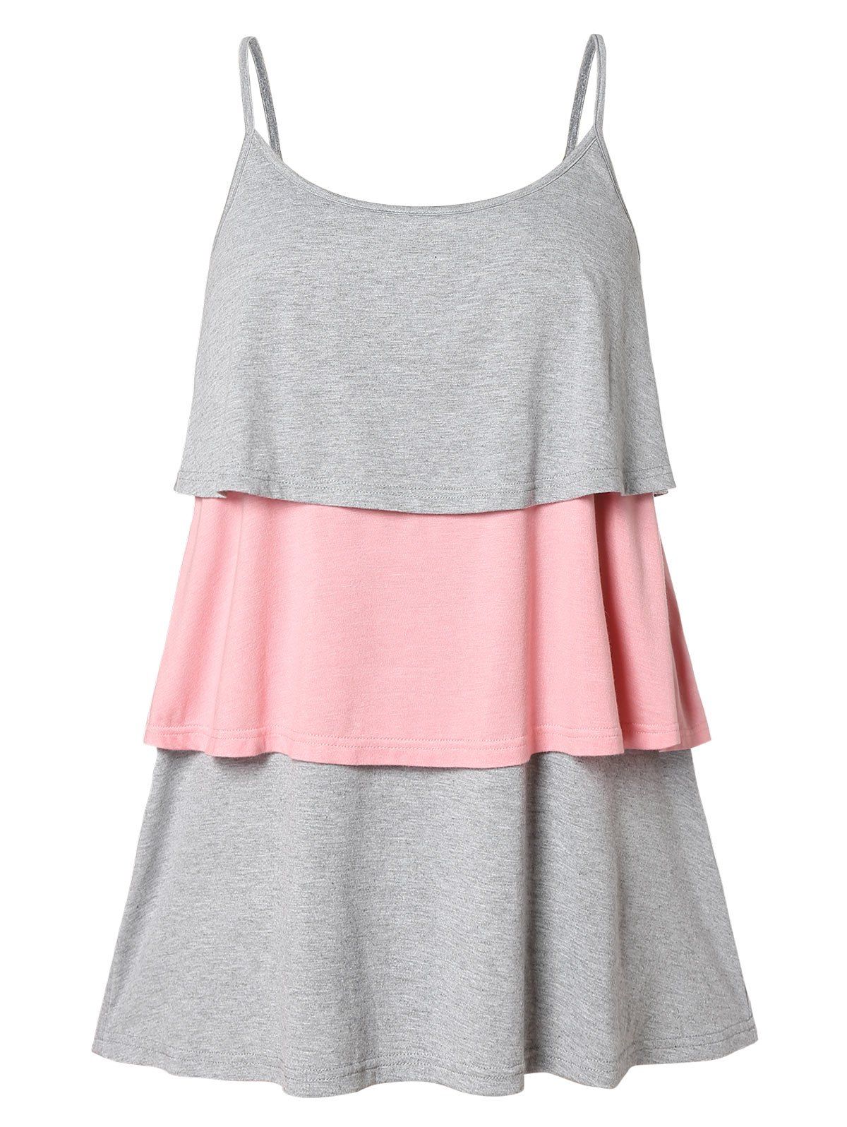 

Plus Size Contrast Spaghetti Strap Tank Top, Multi