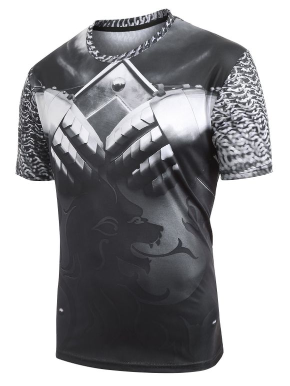 T-shirt Chaîne Croisé Imprimée Animal Imprimé à Manches Courtes - multicolor XL