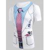 T-shirt Faux Blazer Imprimé à Manches Courtes - Blanc S