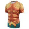 T-shirt Décontracté Ecaille de Poisson Imprimée à Manches Courtes - multicolor XL