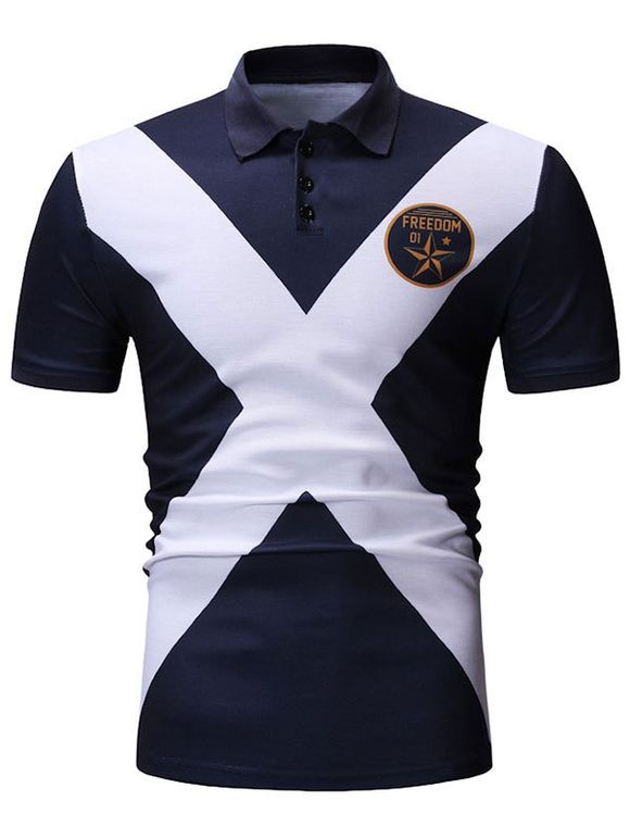 Chemise boutonnée avec logo imprimé en croix contrastante - Cadetblue M